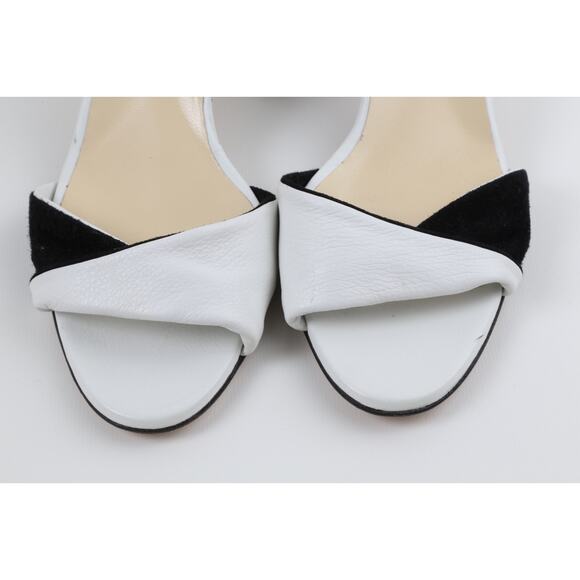 SARAH FLINT Handmade Black White Suede Leather Block Ankle Strap Sandals Size 39 - Picture 11 of 16